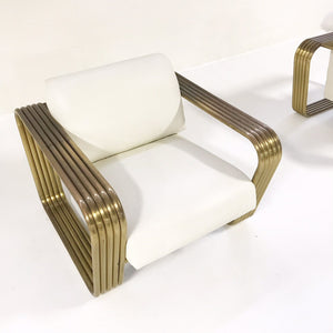 c. 1975 Jay Spectre Lounge Chairs with New Zealand Sheepskin Throws