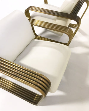 c. 1975 Jay Spectre Lounge Chairs with New Zealand Sheepskin Throws