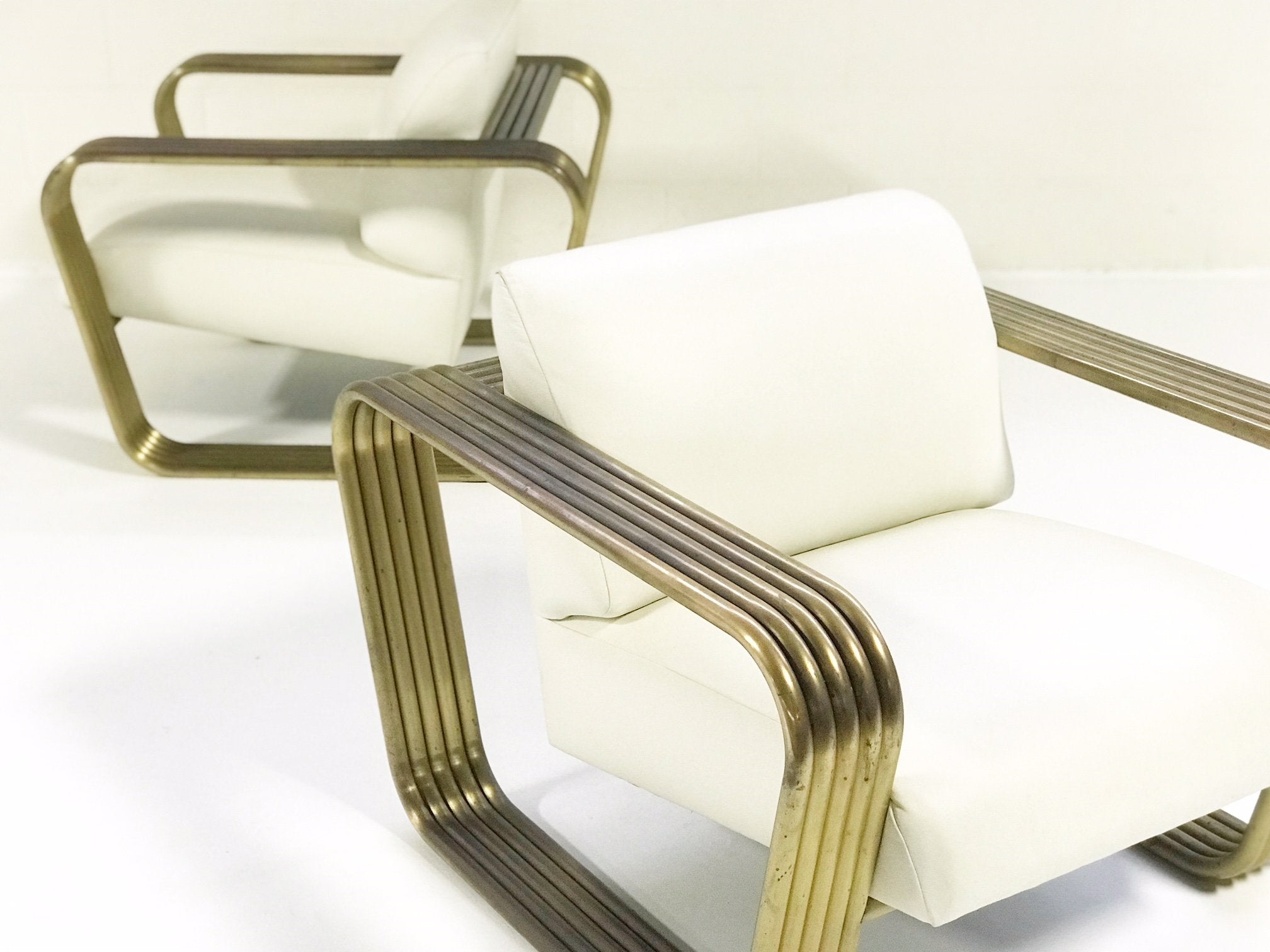 c. 1975 Jay Spectre Lounge Chairs with New Zealand Sheepskin Throws