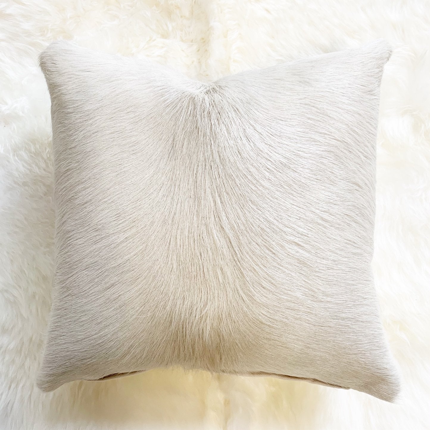 IVORY BRAZILIAN COWHIDE PILLOW 18"