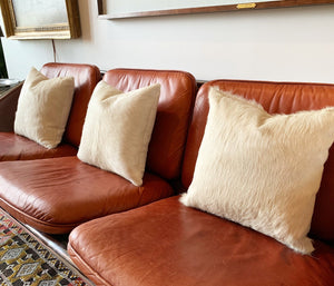 IVORY BRAZILIAN COWHIDE PILLOW 18"