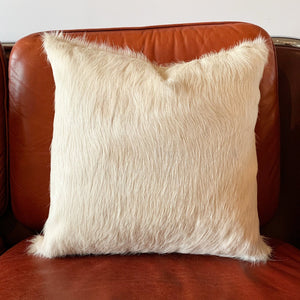 IVORY BRAZILIAN COWHIDE PILLOW 18"