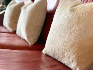 IVORY BRAZILIAN COWHIDE PILLOW 18"