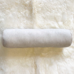 IVORY BRAZILIAN COWHIDE BOLSTER PILLOW 20"