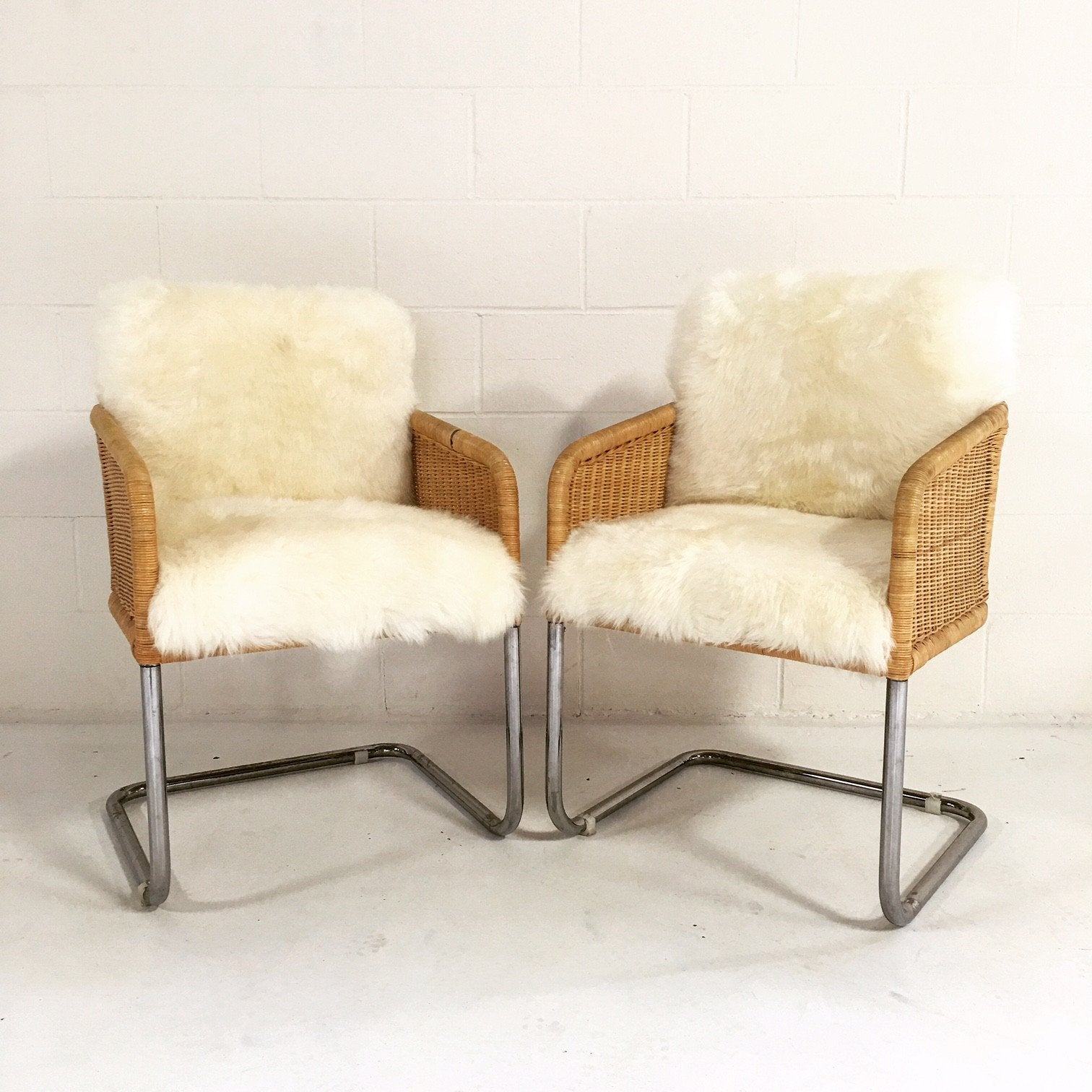 Wicker Chairs in Sheepskin