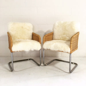 Wicker Chairs in Sheepskin