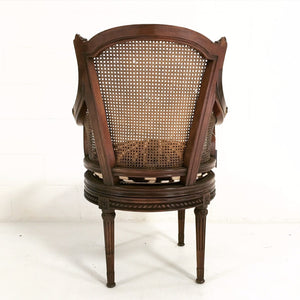 18th Century G. Jacob Mahogany & Cane Bergere Swivel Chair in Zebra Hide