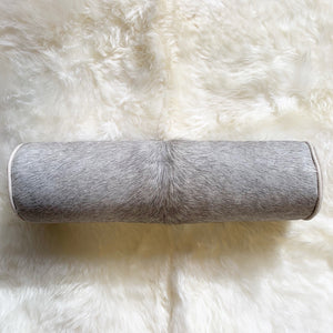 SALT AND PEPPER BRAZILIAN COWHIDE BOLSTER PILLOW 20"