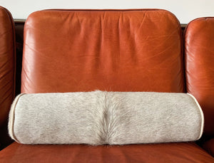 SALT AND PEPPER BRAZILIAN COWHIDE BOLSTER PILLOW 20"