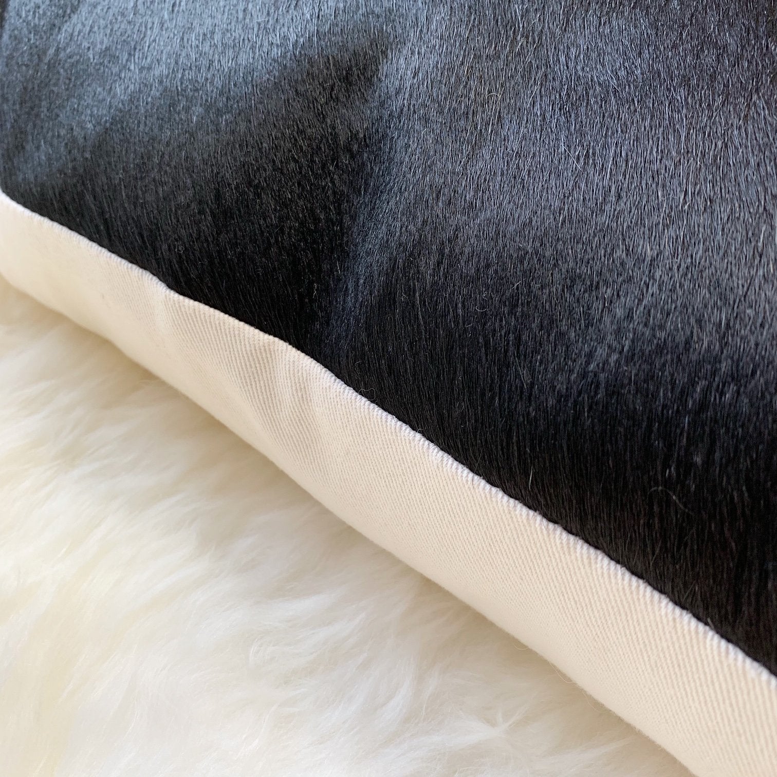 BLACK BRAZILIAN COWHIDE PILLOW 13x21"