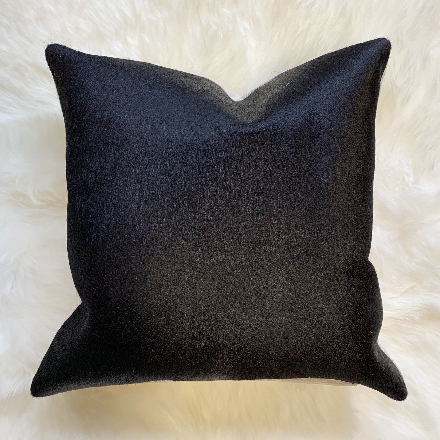 BLACK BRAZILIAN COWHIDE PILLOW 18"