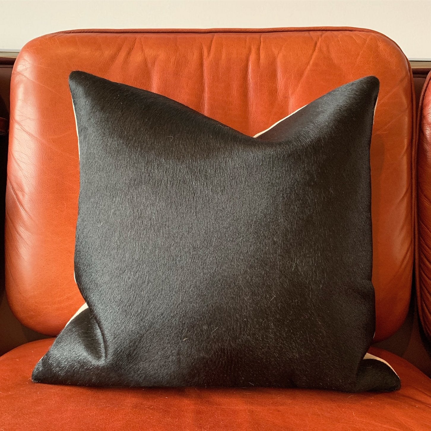 BLACK BRAZILIAN COWHIDE PILLOW 18"