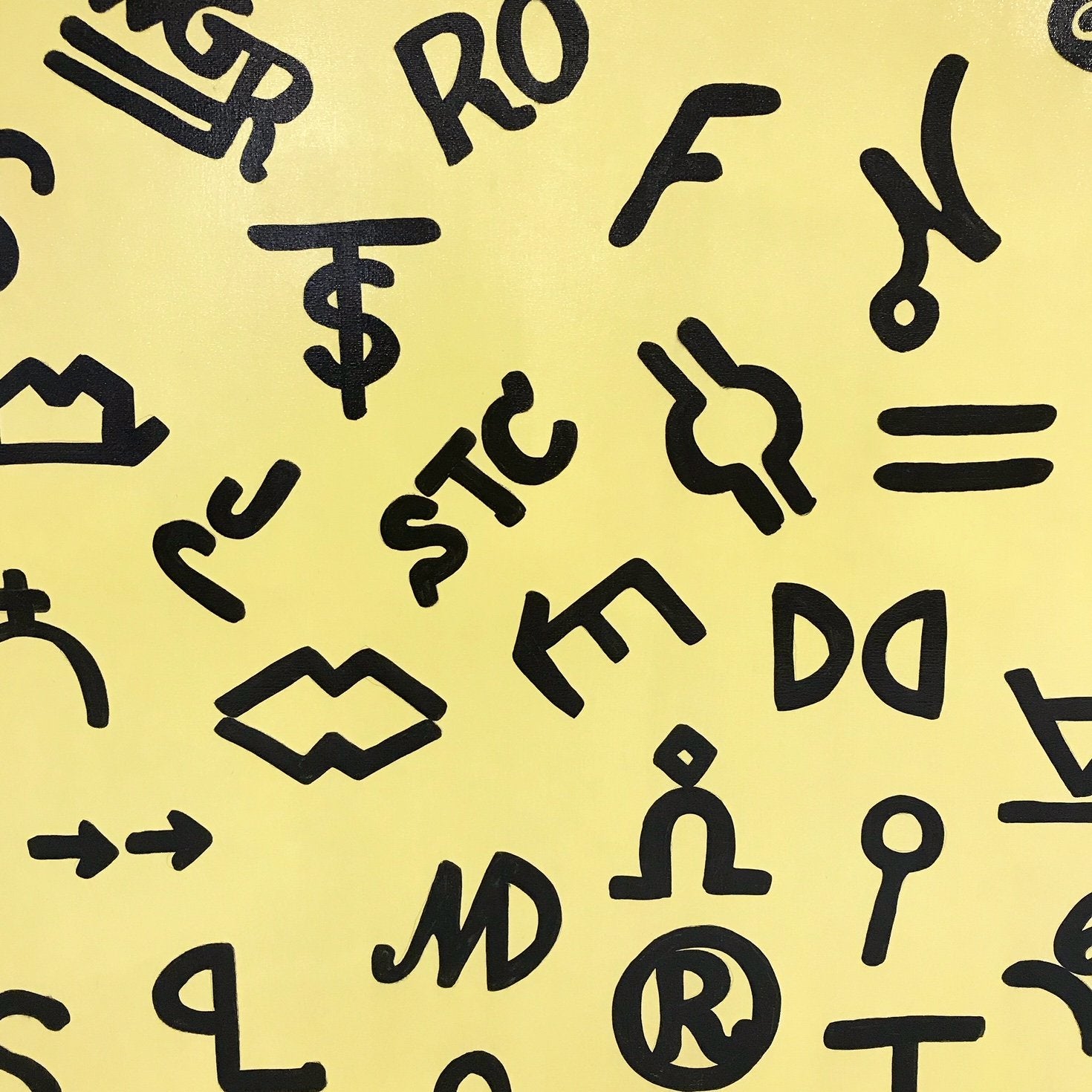 John O'Hara. Brands on Yellow. 69x69"