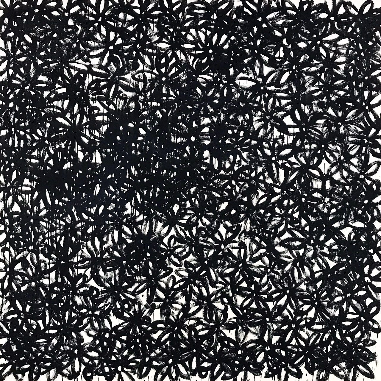 John O'Hara. Daisies, Black. 69x69"