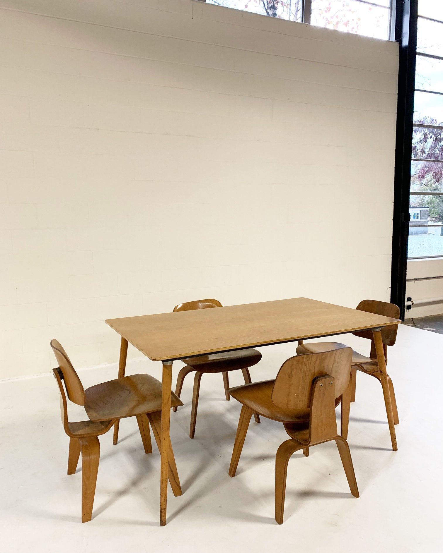Charles and Ray Eames for Herman Miller DTW-3 Table and Set of 4 DCW Dining Chairs