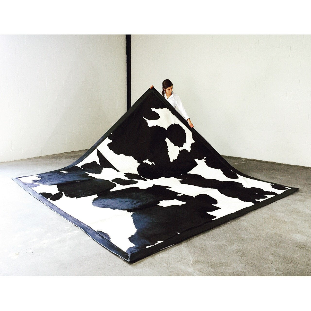 BLACK & WHITE COWHIDE AREA RUG - BERKSHIRE - ONE OF A KIND