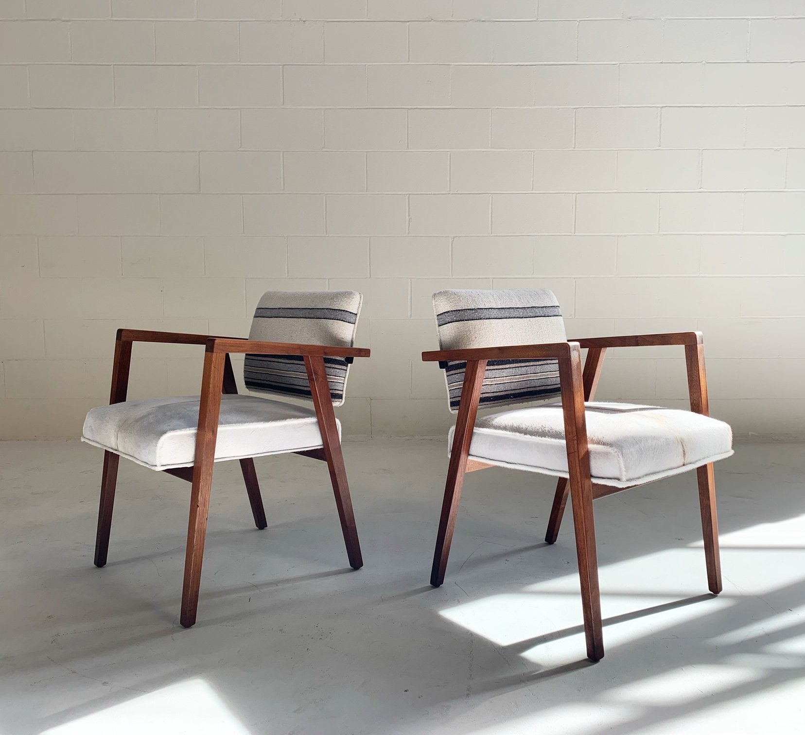 Franco Albini for Knoll Model 48 Chairs in Ivory Calfskin and Isabel Marant Ivory Silk Wool