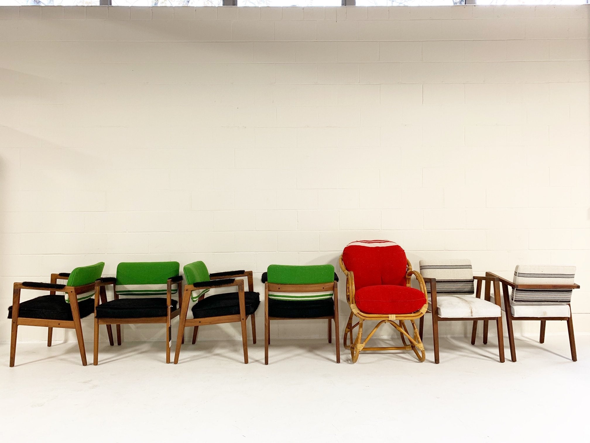Set of 4 Midcentury Swedish Chairs in Brazilian Cowhide and Isabel Marant Silk Wool
