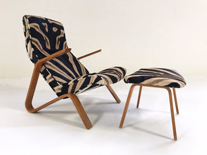 Eero Saarinen for Knoll Grasshopper Chair and Ottoman in Zebra Hide