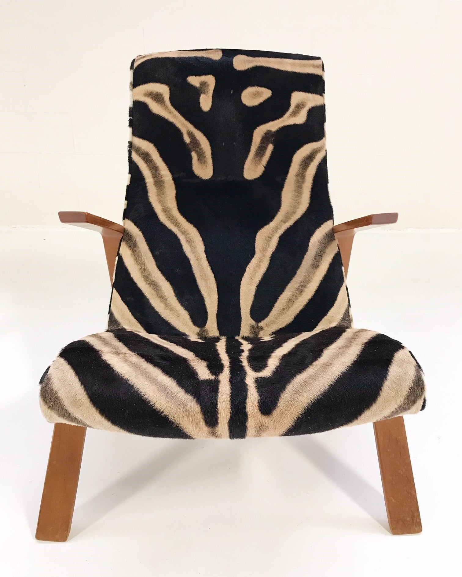 Eero Saarinen for Knoll Grasshopper Chair and Ottoman in Zebra Hide