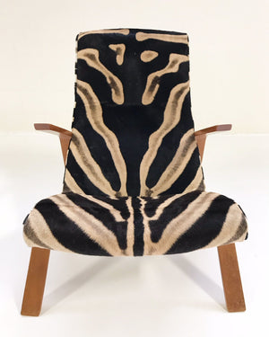 Eero Saarinen for Knoll Grasshopper Chair and Ottoman in Zebra Hide