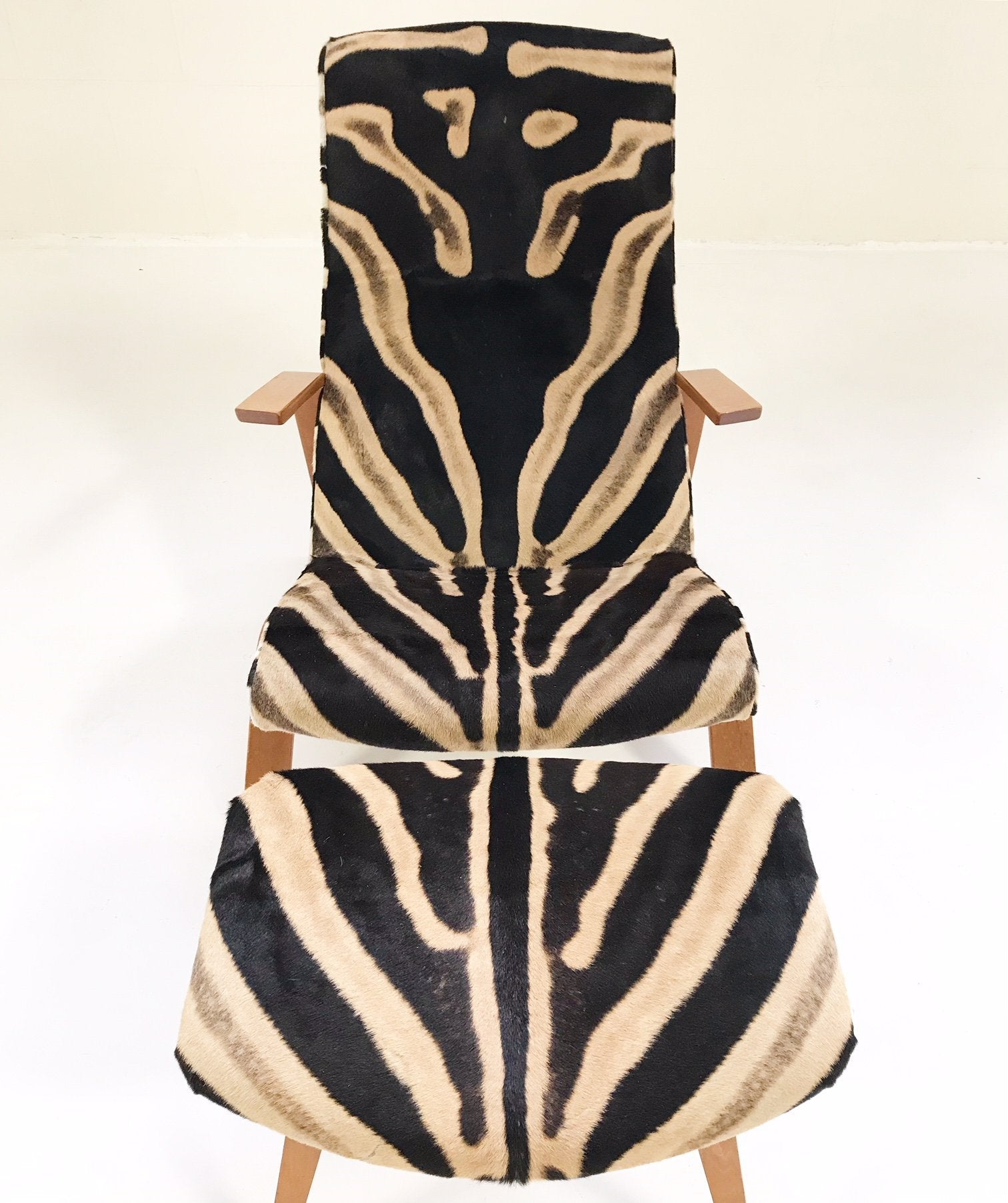 Eero Saarinen for Knoll Grasshopper Chair and Ottoman in Zebra Hide