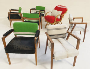 Franco Albini for Knoll Model 48 Chairs in Ivory Calfskin and Isabel Marant Ivory Silk Wool