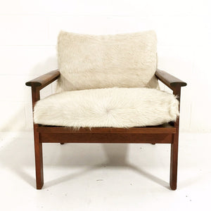 Illum Wikkelsø Lounge Chair with Ivory Cowhide Cushions