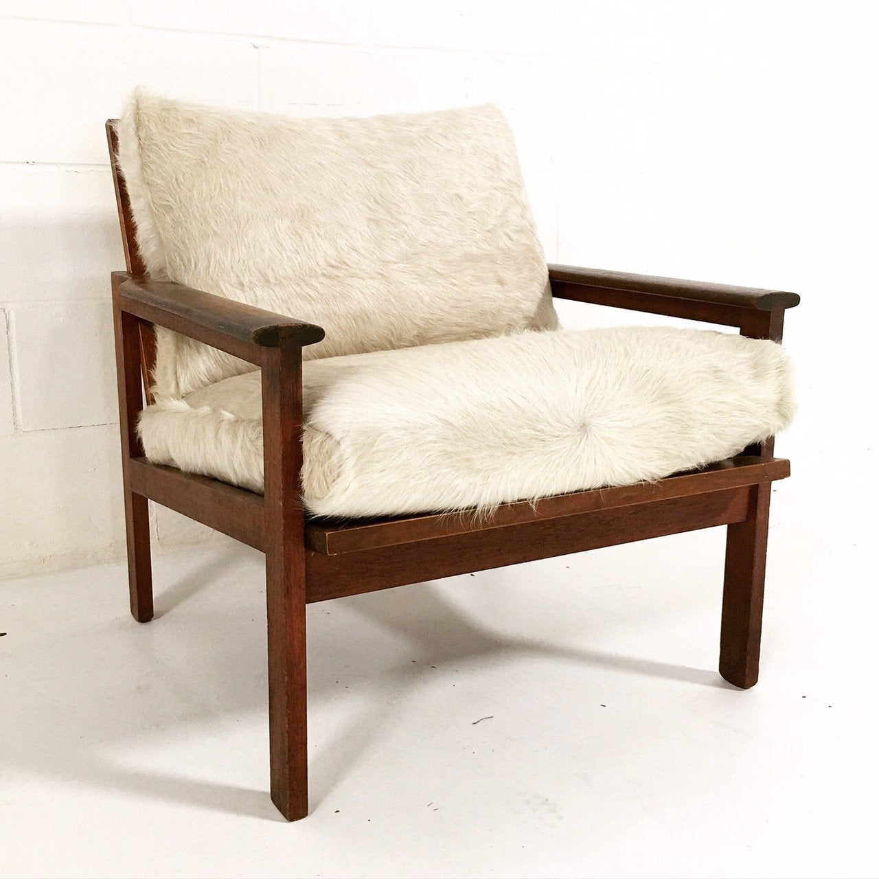 Illum Wikkelsø Lounge Chair with Ivory Cowhide Cushions