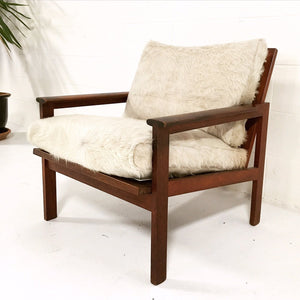 Illum Wikkelsø Lounge Chair with Ivory Cowhide Cushions