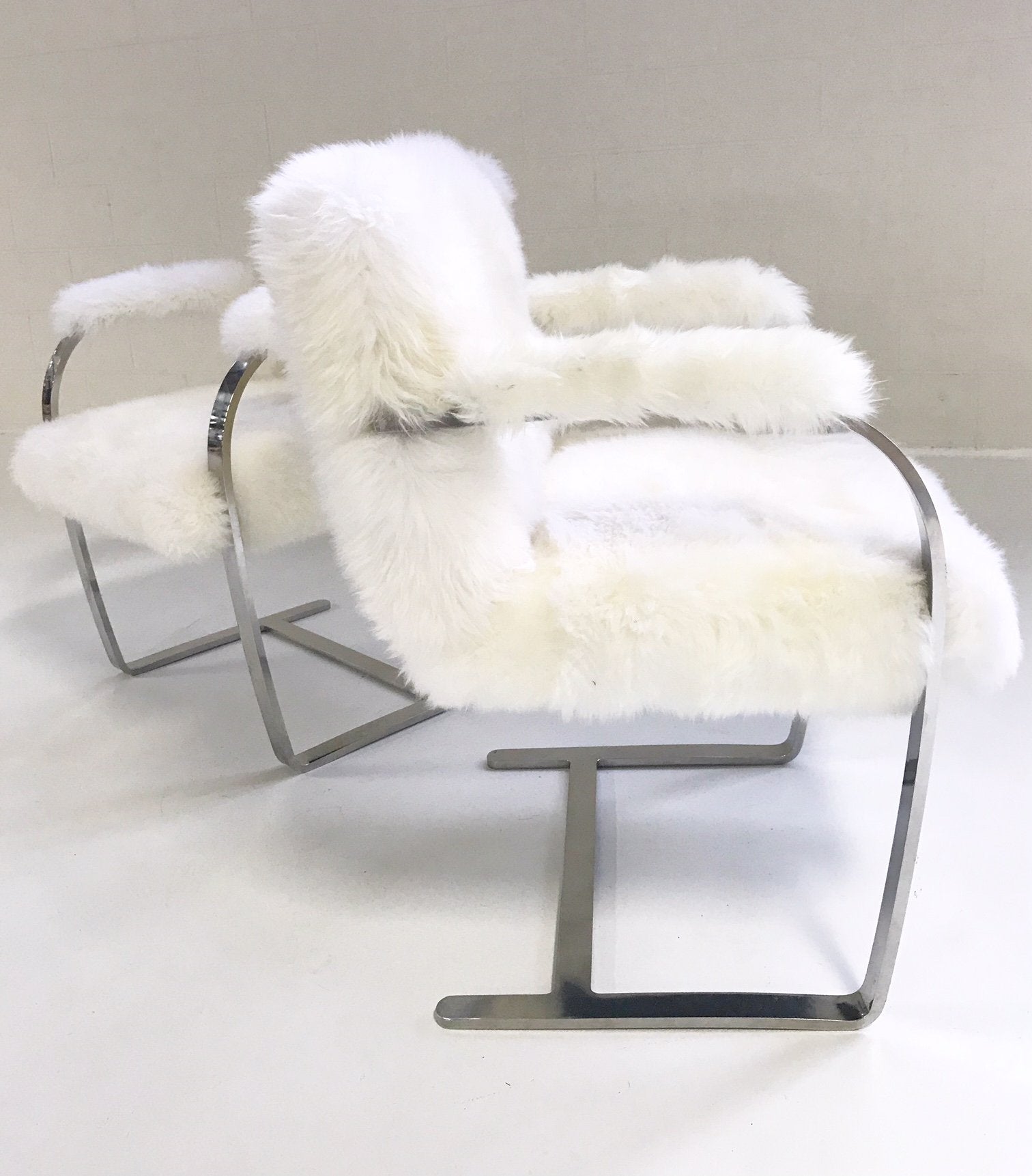 Mies Van Der Rohe Brno Chairs for Knoll in New Zealand Sheepskin