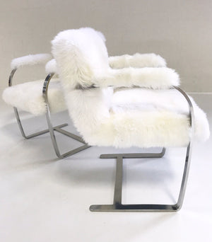 Mies Van Der Rohe Brno Chairs for Knoll in New Zealand Sheepskin