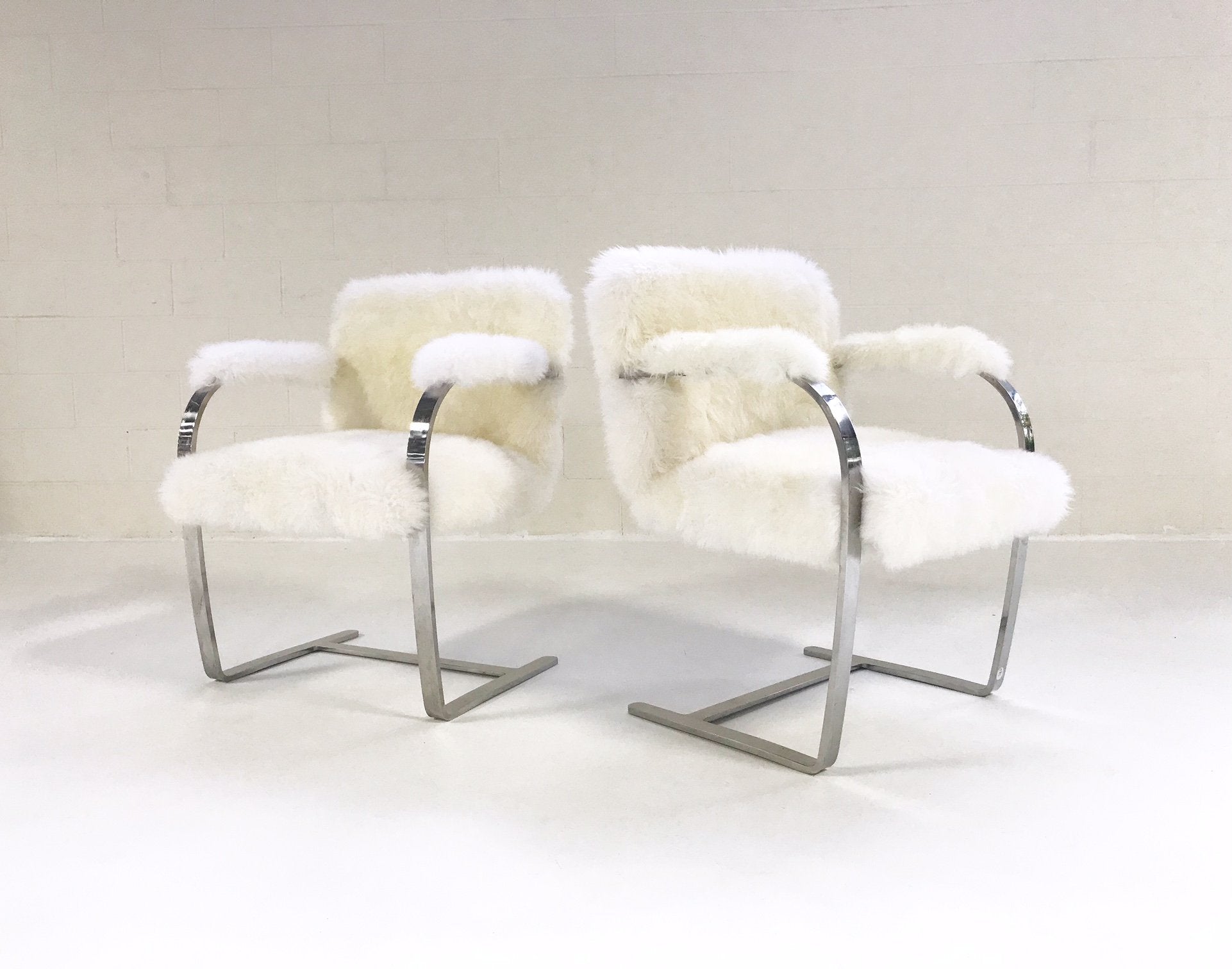Mies Van Der Rohe Brno Chairs for Knoll in New Zealand Sheepskin