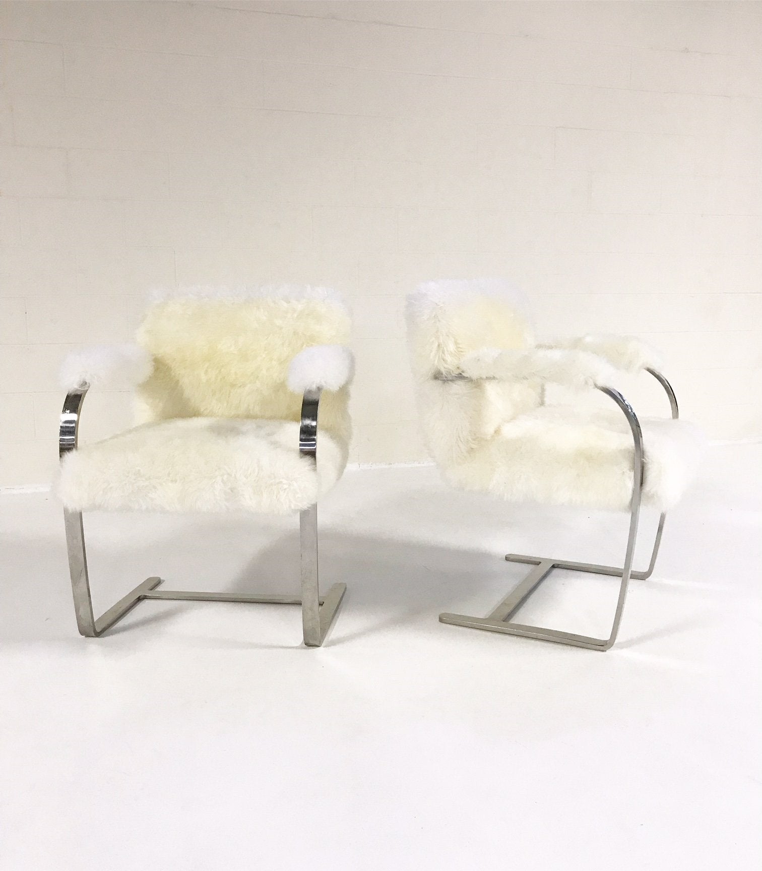 Mies Van Der Rohe Brno Chairs for Knoll in New Zealand Sheepskin