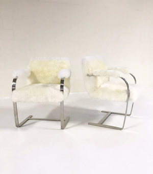 Mies Van Der Rohe Brno Chairs for Knoll in New Zealand Sheepskin