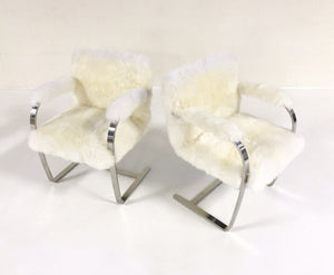 Mies Van Der Rohe Brno Chairs for Knoll in New Zealand Sheepskin