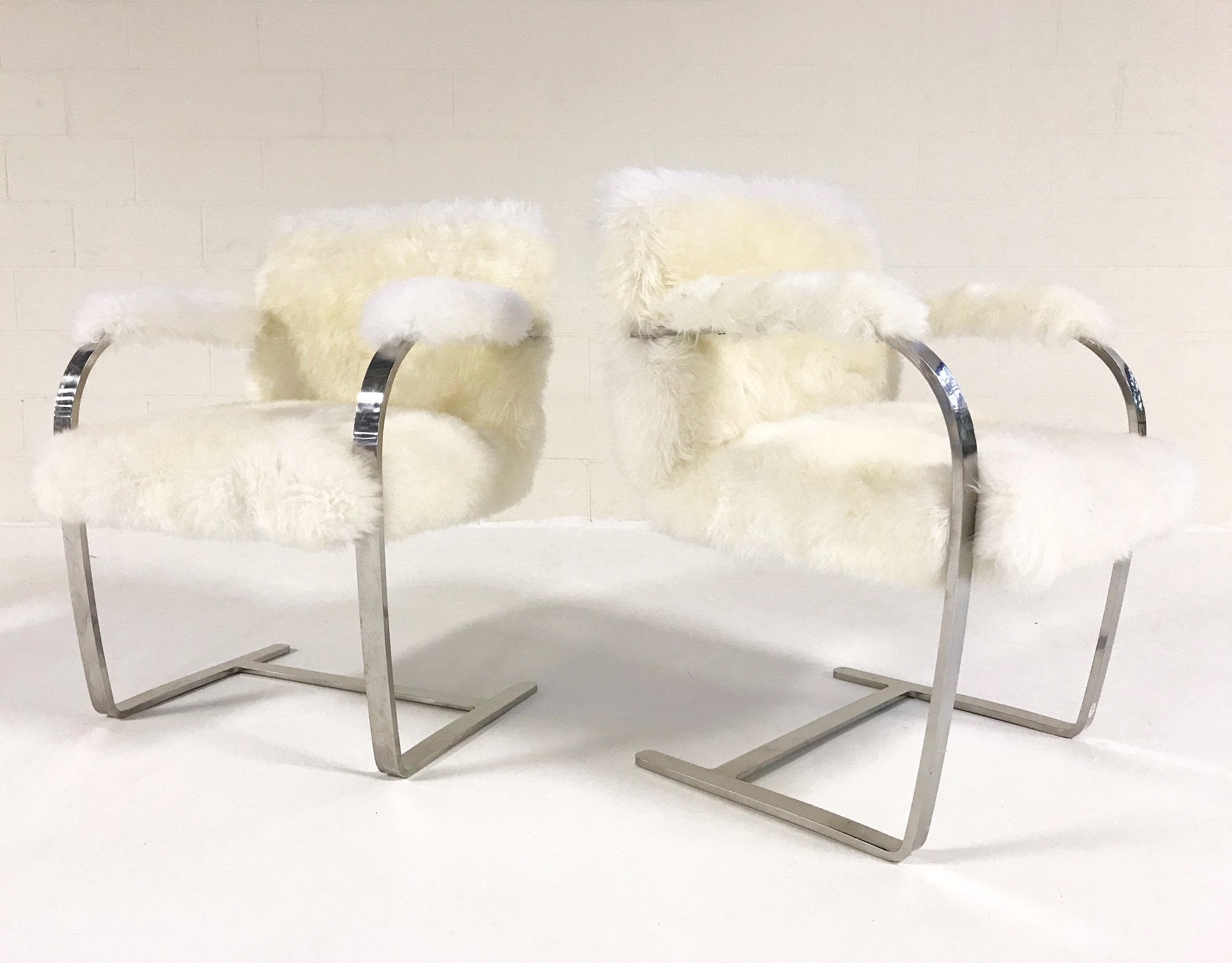 Mies Van Der Rohe Brno Chairs for Knoll in New Zealand Sheepskin