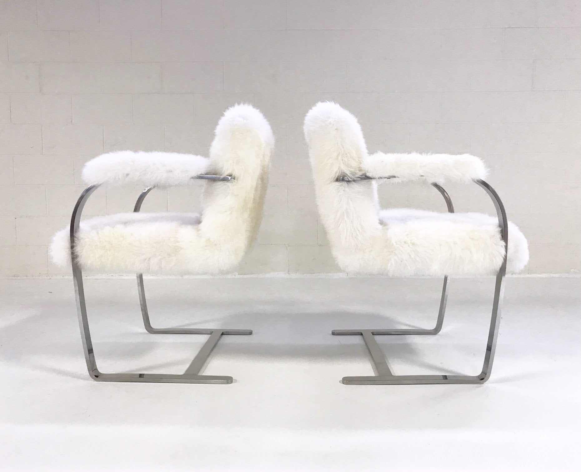 Mies Van Der Rohe Brno Chairs for Knoll in New Zealand Sheepskin