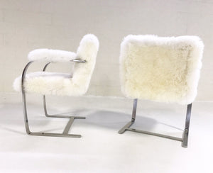 Mies Van Der Rohe Brno Chairs for Knoll in New Zealand Sheepskin