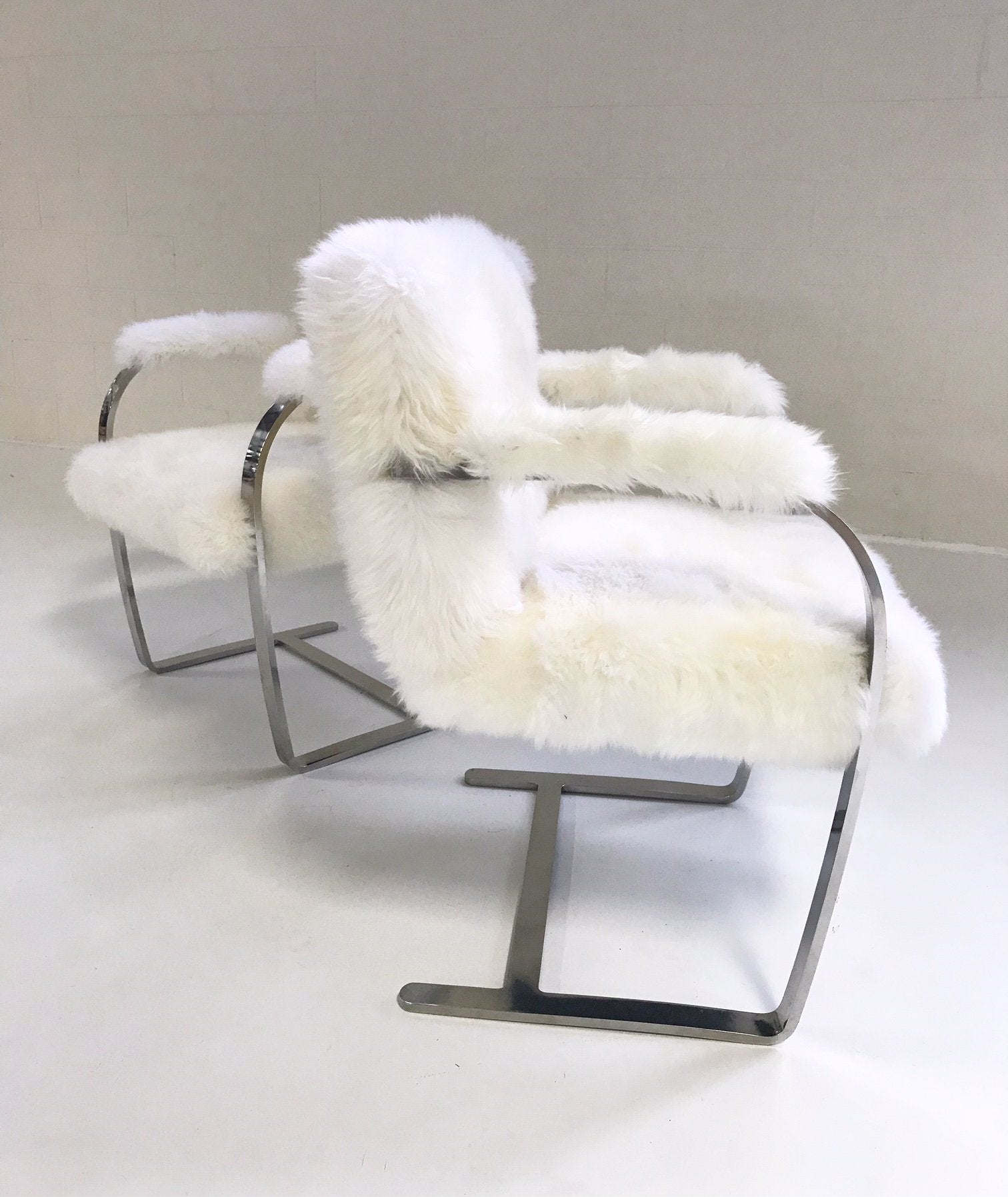 Mies Van Der Rohe Brno Chairs for Knoll in New Zealand Sheepskin