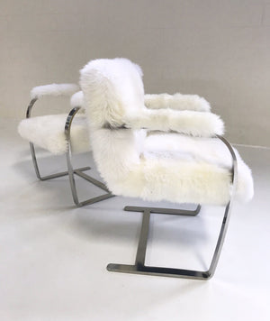 Mies Van Der Rohe Brno Chairs for Knoll in New Zealand Sheepskin