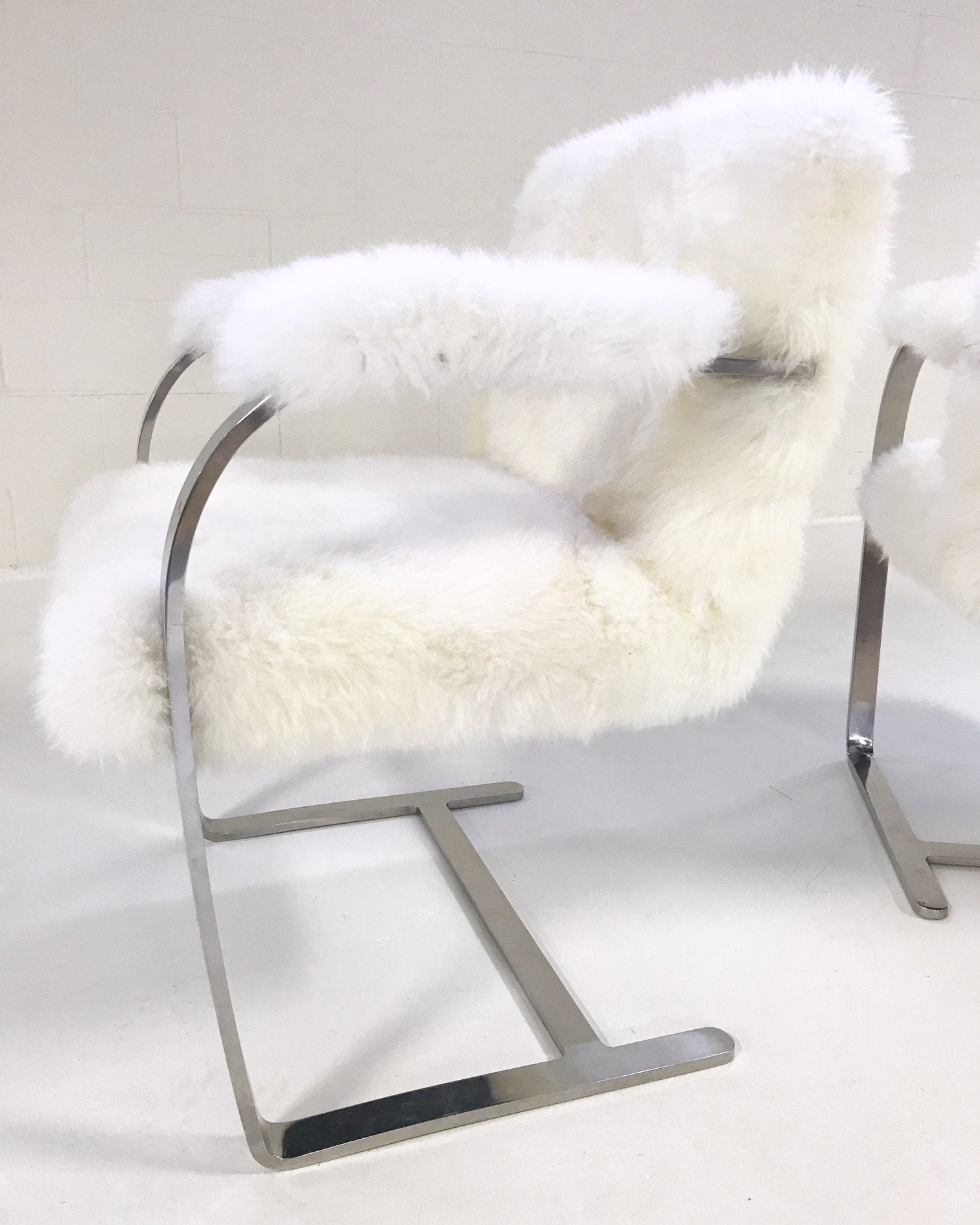 Mies Van Der Rohe Brno Chairs for Knoll in New Zealand Sheepskin