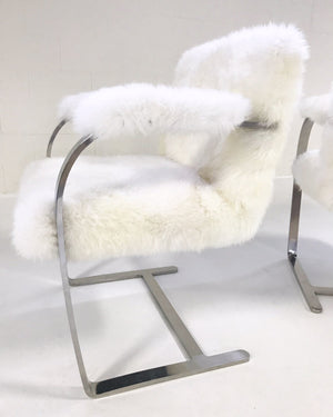 Mies Van Der Rohe Brno Chairs for Knoll in New Zealand Sheepskin