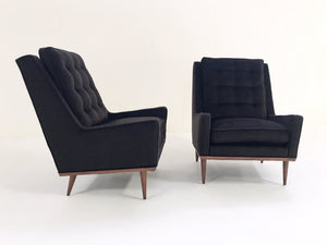 Milo Baughman for James Inc Lounge Chairs in Loro Piana Alpaca and Virgin Wool