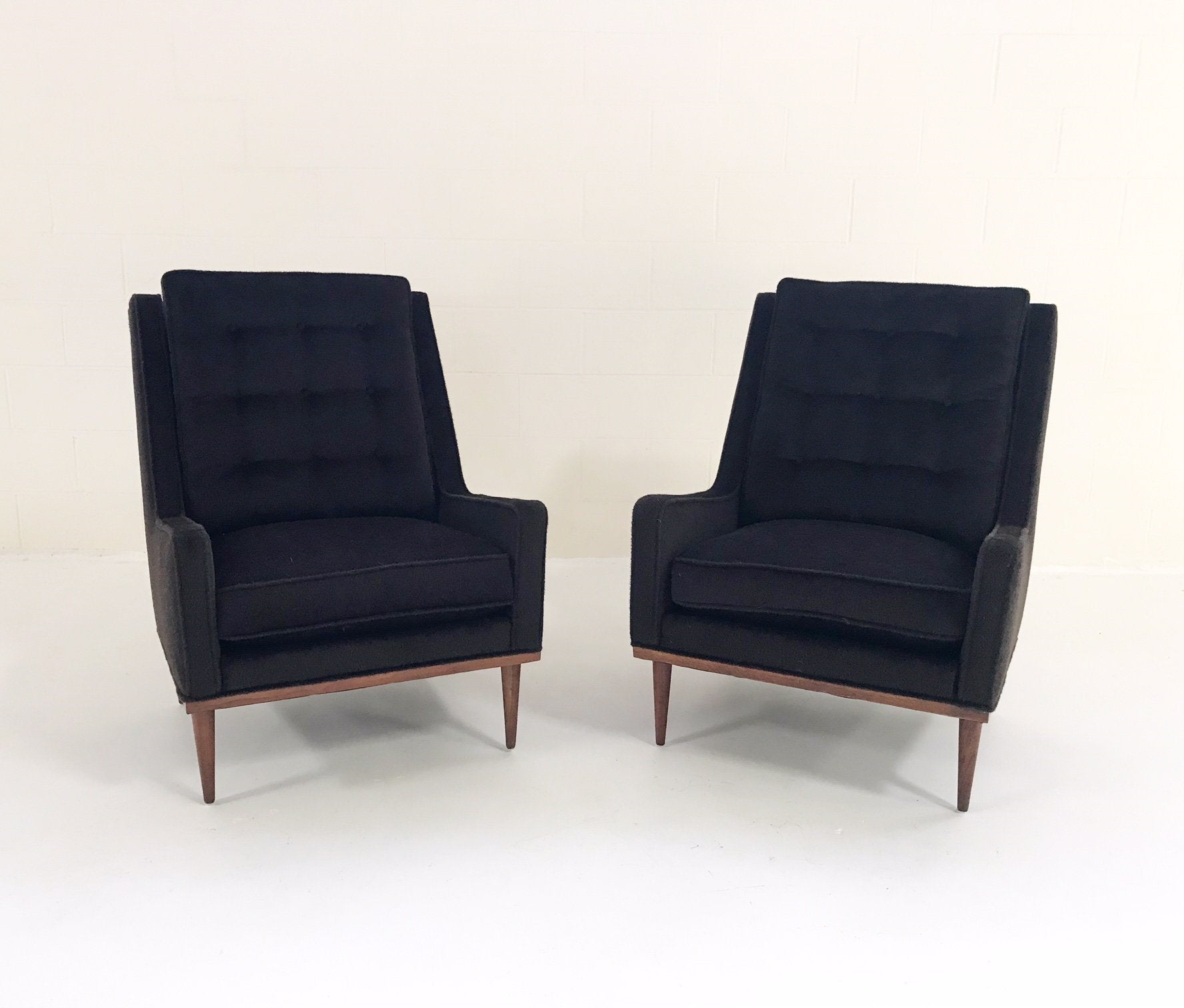 Milo Baughman for James Inc Lounge Chairs in Loro Piana Alpaca and Virgin Wool