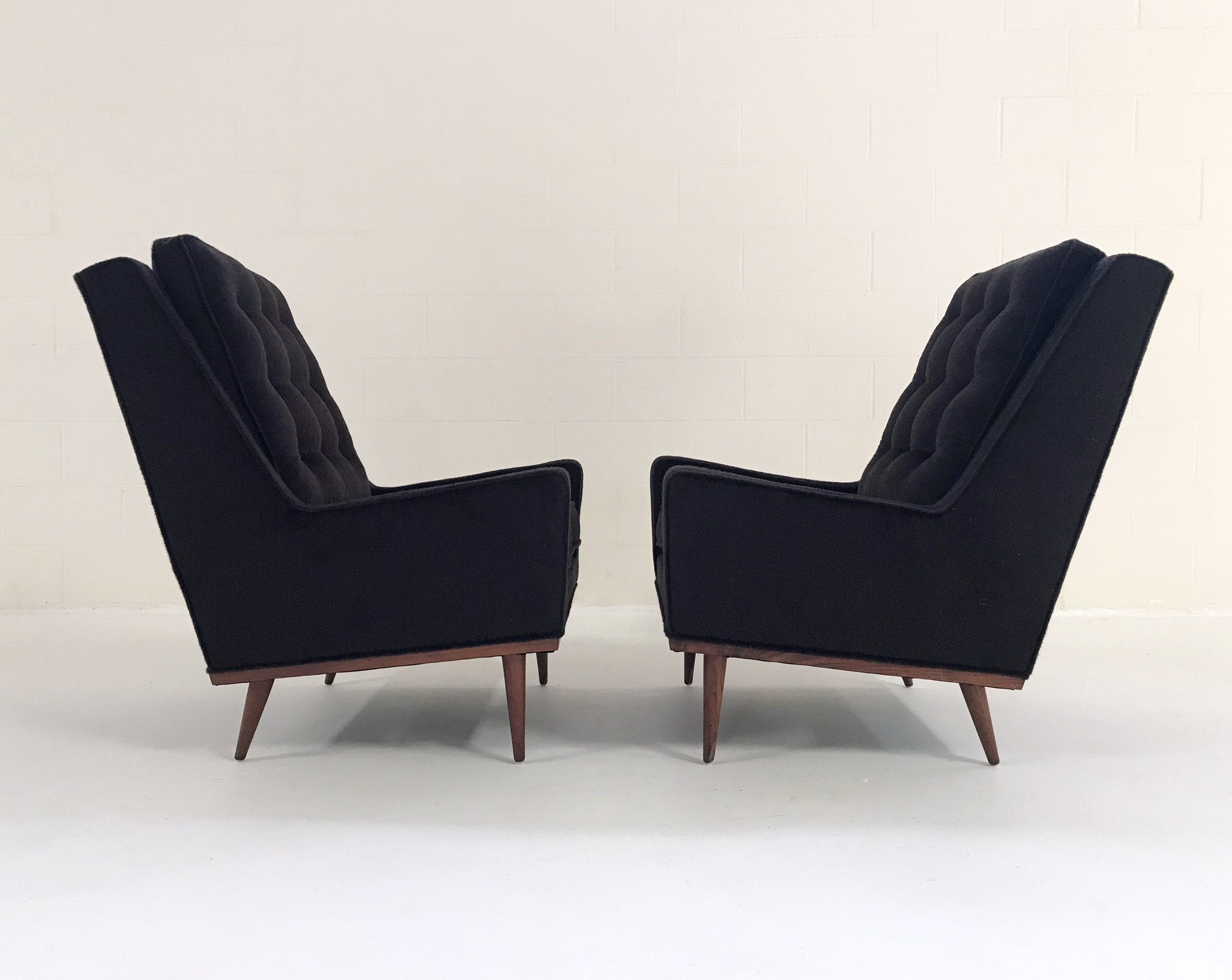 Milo Baughman for James Inc Lounge Chairs in Loro Piana Alpaca and Virgin Wool