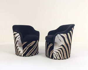 John Saladino for Dunbar Petal Chairs in Loro Piana Alpaca and Virgin Wool and Zebra Hide