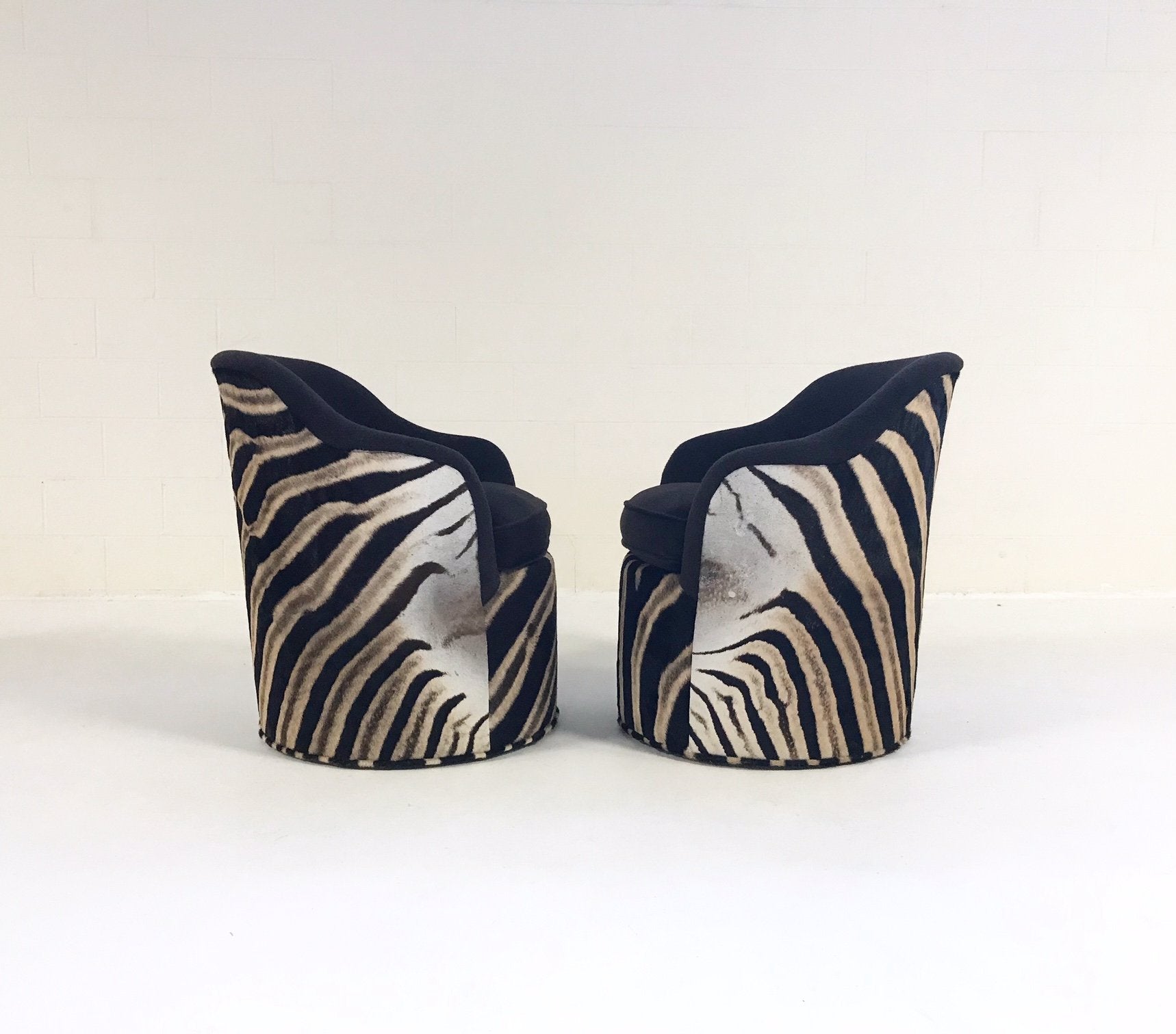 John Saladino for Dunbar Petal Chairs in Loro Piana Alpaca and Virgin Wool and Zebra Hide