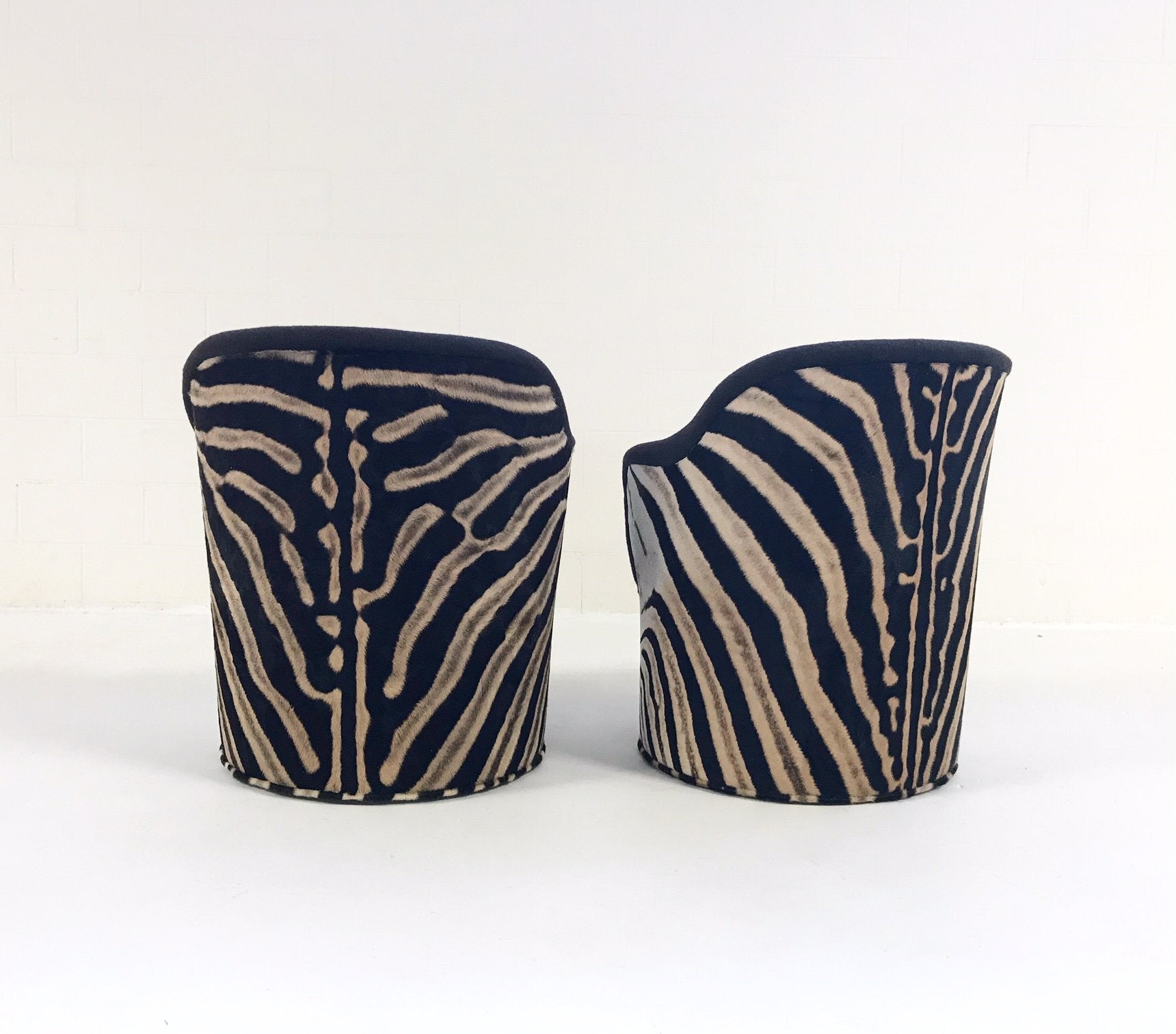 John Saladino for Dunbar Petal Chairs in Loro Piana Alpaca and Virgin Wool and Zebra Hide
