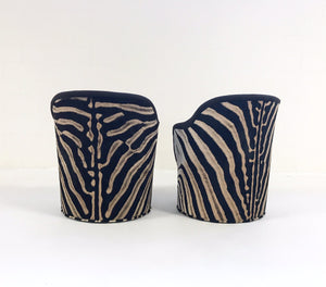 John Saladino for Dunbar Petal Chairs in Loro Piana Alpaca and Virgin Wool and Zebra Hide